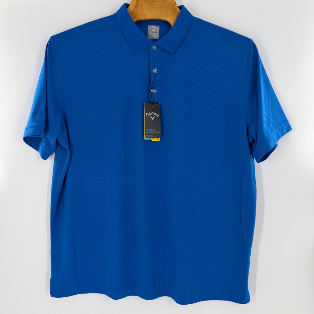 Callaway Mens Opti-Dri Golf Polo Shirt Blue Textured Cooling UPF 50 XXXL NEW